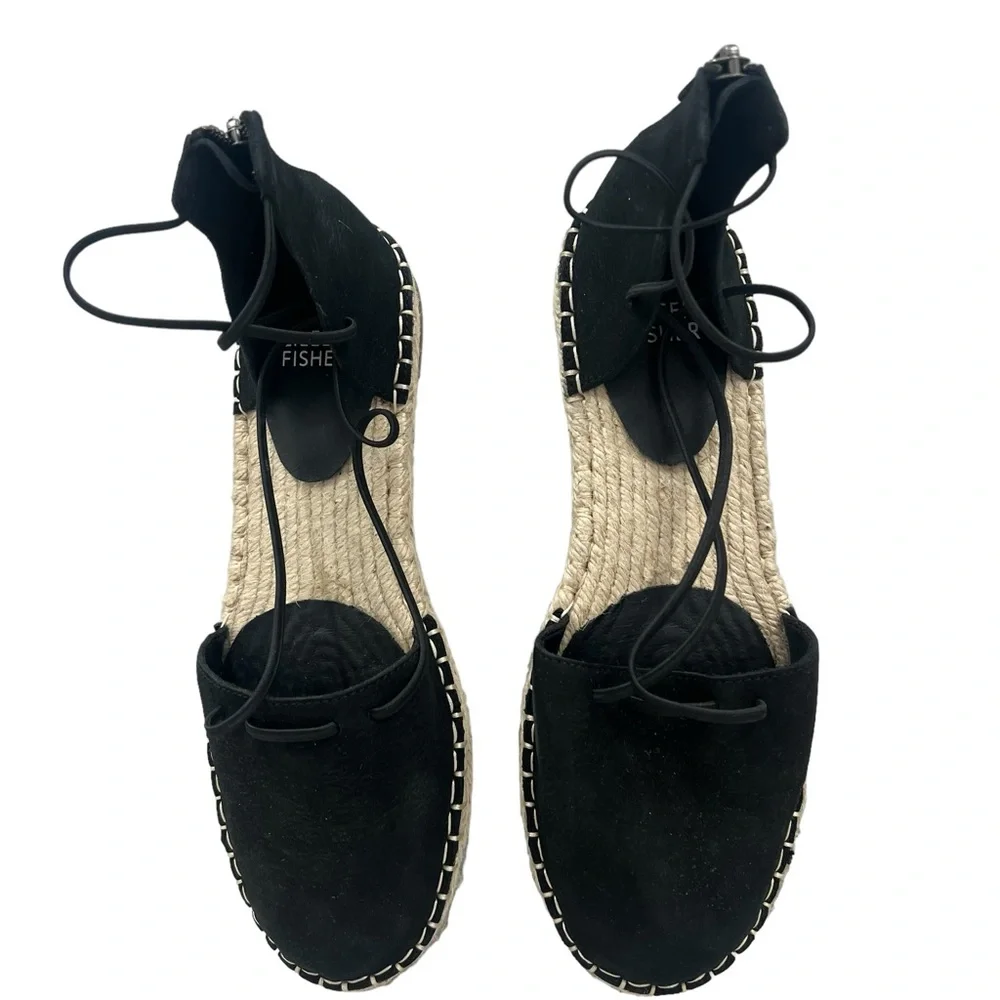 Eileen Fisher Lee Ballerina Espadrille Black Suede Women Size 7.5